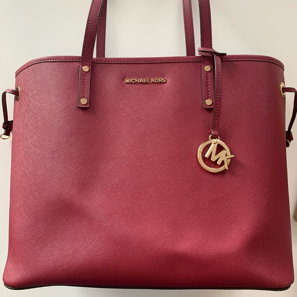 Michael Kors Burgundy Tote Bag with purse insert